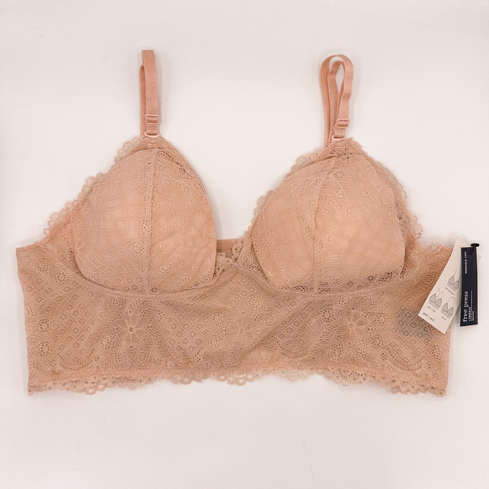 Free Press Pink Dust Lace Halter Bralette